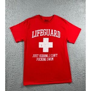 Spencers‎ Novelty Lifeguard Can't Swim T Shirt Men Medium Funny Graphic